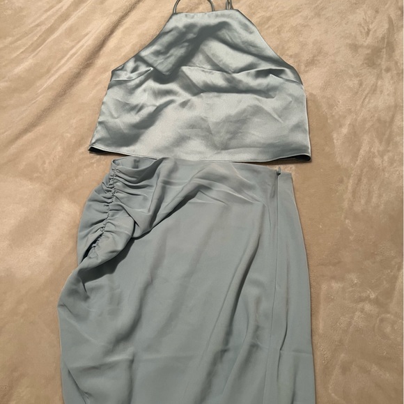 Mathilde Gøhler X NA-KD blue draped skirt & tank top - Picture 8 of 9